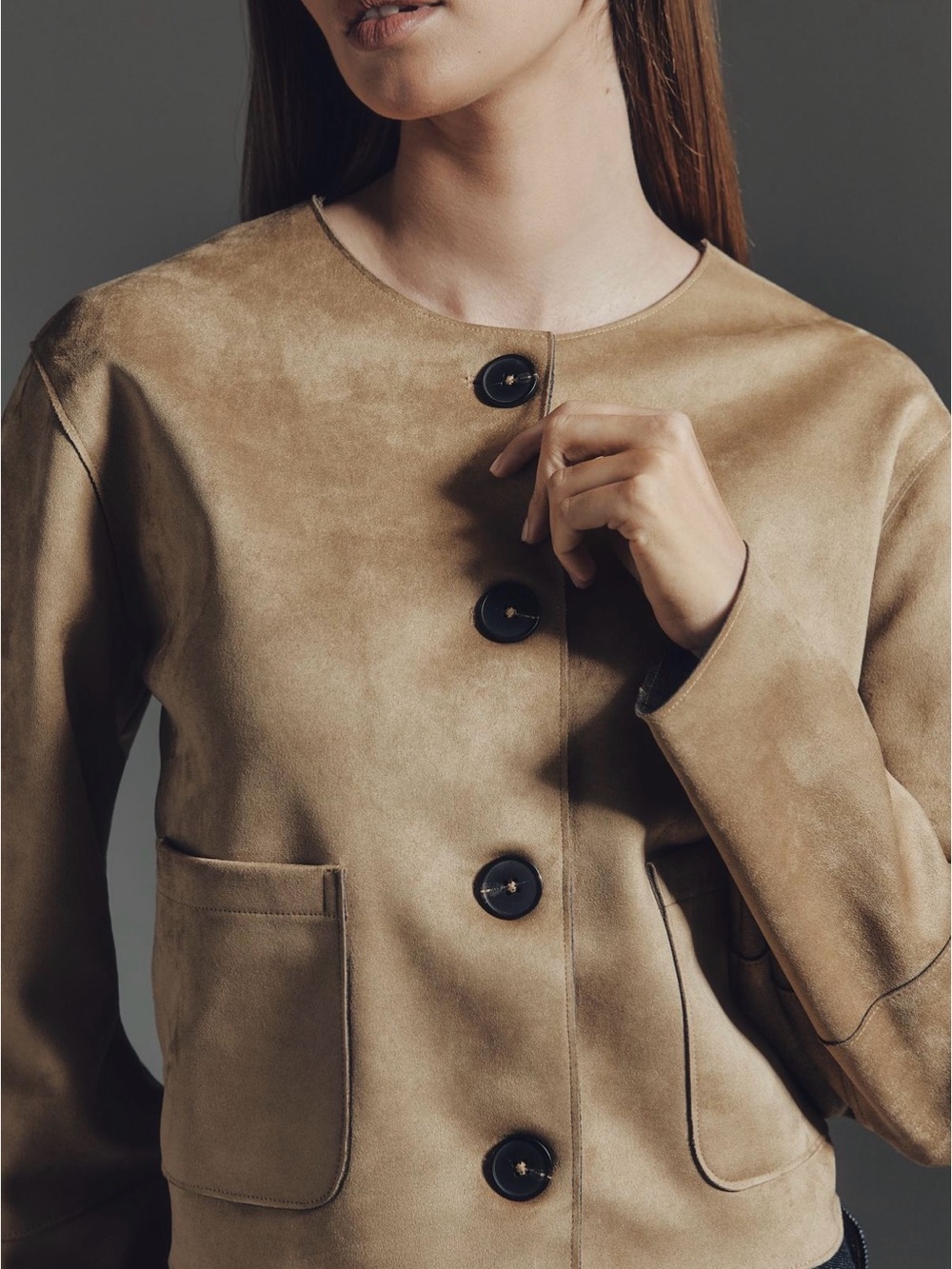 Maeve Faux Suede Cropped Jacket